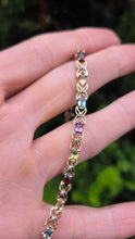 Load image into Gallery viewer, 0622: Vintage: 9ct Gold Mult-Gem Openwork Link Bracelet
