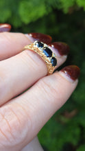 Load image into Gallery viewer, 6311 Vintage: 18ct Gold French Blue Sapphires Trilogy Diamonds Ring- Date-Mark 1973
