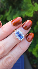 Load image into Gallery viewer, 6334: Vintage: 18ct Gold Cornflower Blue Sapphires 16 Diamonds Dress Ring- exquisite example. date mark 1992
