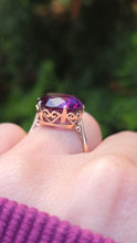 Load image into Gallery viewer, 6317 Vintage: 9ct Rose Gold Round Cut Purple Sapphire Solitaire Ring
