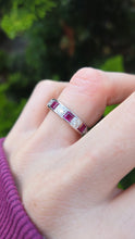 Load image into Gallery viewer, 2501- Vintage; 18ct White Gold Rubies (1.16ct) Diamonds (0.33ct) Stacker/Half-Eternity

