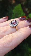 Load image into Gallery viewer, 6354  Vintage: 18ct Gold Pyrobe Garnet Diamonds Flower Head Ring- exceptional
