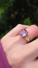 Load image into Gallery viewer, 6337 Vintage: 9ct Gold Large Emerald Cut Amethyst Glacier Topaz Cocktail Ring
