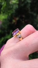 Load image into Gallery viewer, 6337 Vintage: 9ct Gold Large Emerald Cut Amethyst Glacier Topaz Cocktail Ring
