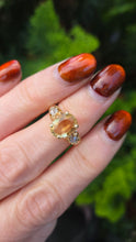 Load image into Gallery viewer, 6347: Vintage 18ct Gold Faceted Citrine Diamonds Dress Ring
