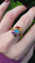 Load image into Gallery viewer, 6333: Vintage: 9ct Gold Abstract Multi-Gem Ring- fabulous colour array
