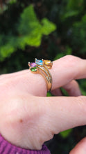 Load image into Gallery viewer, 6333: Vintage: 9ct Gold Abstract Multi-Gem Ring- fabulous colour array
