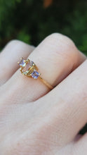 Load image into Gallery viewer, 1246: Vintage 9ct Gold Citrine &amp; Amethyst 3-Stone Straight Ring
