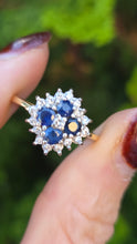 Load image into Gallery viewer, 6142 Vintage 18ct Gold French Blue Sapphires Diamonds Geometric Set Ring
