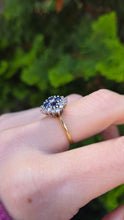 Load image into Gallery viewer, 6142 Vintage 18ct Gold French Blue Sapphires Diamonds Geometric Set Ring
