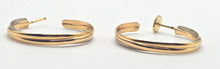 Load image into Gallery viewer, 2692: Vintage 18ct TRI Gold Yellow, Rose &amp; White Gold Cartier Large Hooped Earrings- Pristine

