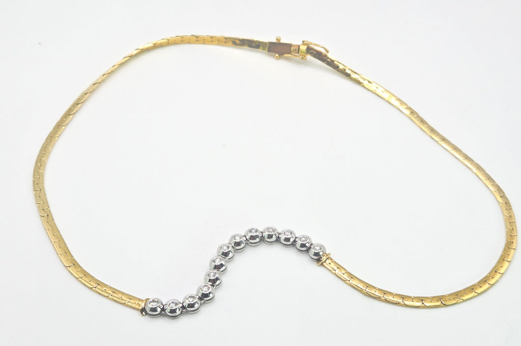 2696: Vintage: 18ct Yellow Gold Diamonds (1ct) Designer Link Necklace- Exquisite