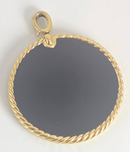 Load image into Gallery viewer, 2691: Vintage 18ct Gold (44mm) Reversible Mother of Pearl &amp; Black Onyx Disc Pendant by David Yurman

