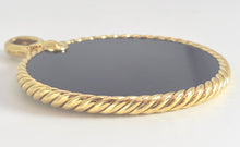 Load image into Gallery viewer, 2691: Vintage 18ct Gold (44mm) Reversible Mother of Pearl &amp; Black Onyx Disc Pendant by David Yurman
