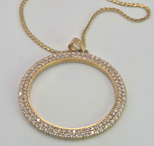 Load image into Gallery viewer, 2694 Vintage 18ct Gold (3.5ct) Diamond Disc Pendant (4.9cm) &amp; Necklace
