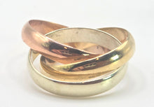 Load image into Gallery viewer, 2682: Vintage: 9ct Gold Tri-Coloured Cold Russian Wedding Ring
