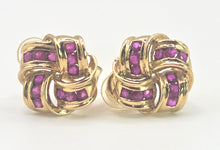 Load image into Gallery viewer, 2684: Vintage 9ct Gold Rubies Lovers Knot Stud Earrings- Reassuring weight

