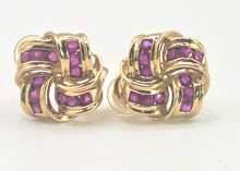 Load image into Gallery viewer, 2684: Vintage 9ct Gold Rubies Lovers Knot Stud Earrings- Reassuring weight
