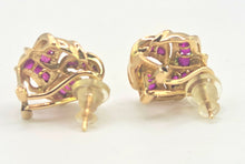Load image into Gallery viewer, 2684: Vintage 9ct Gold Rubies Lovers Knot Stud Earrings- Reassuring weight
