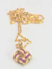 Load image into Gallery viewer, 2685- Vintage:9ct Gold Rubies Lovers Knot Pendant &amp; Necklace (44cm)-Lovely
