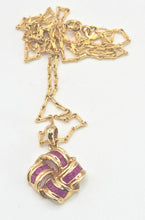 Load image into Gallery viewer, 2685- Vintage:9ct Gold Rubies Lovers Knot Pendant &amp; Necklace (44cm)-Lovely
