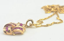 Load image into Gallery viewer, 2685- Vintage:9ct Gold Rubies Lovers Knot Pendant &amp; Necklace (44cm)-Lovely
