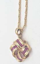 Load image into Gallery viewer, 2685- Vintage:9ct Gold Rubies Lovers Knot Pendant &amp; Necklace (44cm)-Lovely
