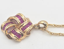 Load image into Gallery viewer, 2685- Vintage:9ct Gold Rubies Lovers Knot Pendant &amp; Necklace (44cm)-Lovely
