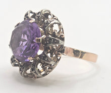 Load image into Gallery viewer, 2687: Vintage &amp; Rare 14ct Gold Colour Change Purple Sapphire 10 Diamonds Cocktail Ring
