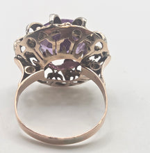 Load image into Gallery viewer, 2687: Vintage &amp; Rare 14ct Gold Colour Change Purple Sapphire 10 Diamonds Cocktail Ring
