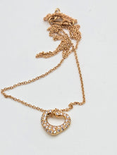 Load image into Gallery viewer, 2690: Vintage 18ct Rose Gold Tiffany Open Heart Pave Diamond Pendant (11mm) &amp; Necklace - Elsa Perettie
