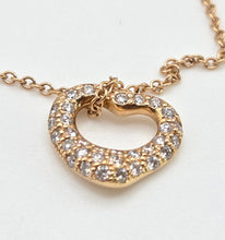 Load image into Gallery viewer, 2690: Vintage 18ct Rose Gold Tiffany Open Heart Pave Diamond Pendant (11mm) &amp; Necklace - Elsa Perettie
