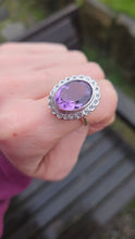 Load image into Gallery viewer, 1912- Vintage; 9ct Gold large Lilac Amethyst 20 Diamonds Diana Style Cluster Ring
