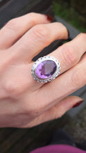 Load image into Gallery viewer, 1912- Vintage; 9ct Gold large Lilac Amethyst 20 Diamonds Diana Style Cluster Ring

