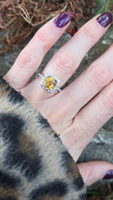 Load image into Gallery viewer, 2444; Vintage 18ct White Gold Fiery Yellow Citrine 24 Diamonds Ring
