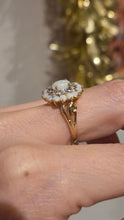 Load image into Gallery viewer, 2564: Vintage 9ct Gold 15 White Opals 12 Diamonds Cluster Ring
