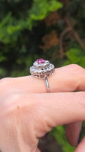 Load image into Gallery viewer, 2137 Vintage; 18ct White Gold Ruby Natural Sparkling Diamonds (2.75ct) Cluster Ring- Extraordinary
