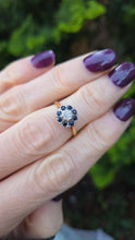 Load image into Gallery viewer, 6255 Vintage: 18ct Gold Diamond Blue Sapphires Daisy Ring

