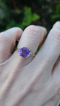 Load image into Gallery viewer, 2235 Vintage: 9ct Gold Cushion Cut Lilac Amethyst Diamond Dress Ring
