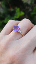 Load image into Gallery viewer, 2235 Vintage: 9ct Gold Cushion Cut Lilac Amethyst Diamond Dress Ring
