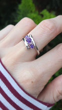 Load image into Gallery viewer, 2414: Vintage: 9ct White Gold Lilac Amethysts Bypass Ring
