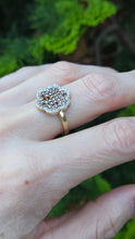 Load image into Gallery viewer, 6349 Vintage: 9ct Gold 72 Champagne &amp; White Diamonds (1ct) Flower Head Ring
