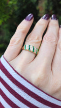 Cargar imagen en el visor de la galería, 1105 Vintage: 18ct Gold Emeralds &amp; Natural Sparkling Diamonds Dress Ring
