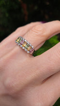Load image into Gallery viewer, 2226: Vintage 9ct White goldGold Coloured Sapphires Diamonds Dress Ring
