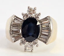 Load image into Gallery viewer, 2616: Vintage: 18ct Gold Blue Sapphire Diamonds (1.10ct) Cocktail Ring- Extraordinary
