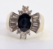 Load image into Gallery viewer, 2616: Vintage: 18ct Gold Blue Sapphire Diamonds (1.10ct) Cocktail Ring- Extraordinary
