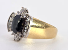 Load image into Gallery viewer, 2616: Vintage: 18ct Gold Blue Sapphire Diamonds (1.10ct) Cocktail Ring- Extraordinary
