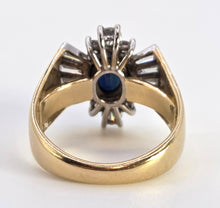 Load image into Gallery viewer, 2616: Vintage: 18ct Gold Blue Sapphire Diamonds (1.10ct) Cocktail Ring- Extraordinary
