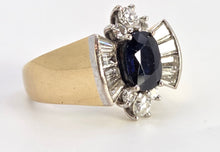 Load image into Gallery viewer, 2616: Vintage: 18ct Gold Blue Sapphire Diamonds (1.10ct) Cocktail Ring- Extraordinary
