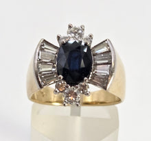 Load image into Gallery viewer, 2616: Vintage: 18ct Gold Blue Sapphire Diamonds (1.10ct) Cocktail Ring- Extraordinary
